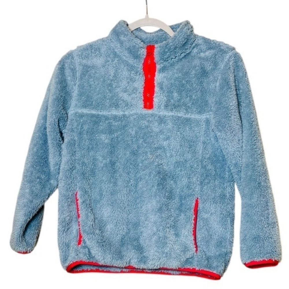 Hanna Andersson Blue Faux Shearling Fleece 1/2 Zip blue Pullover jacket top